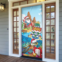 Cayman Islands Christmas Door Cover Santa Claus Turtle Beachy Xmas - Wonder Print Shop