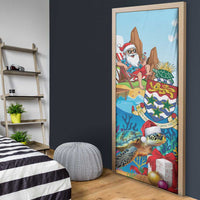 Cayman Islands Christmas Door Cover Santa Claus Turtle Beachy Xmas - Wonder Print Shop