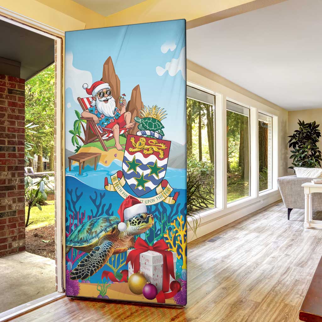 Cayman Islands Christmas Door Cover Santa Claus Turtle Beachy Xmas - Wonder Print Shop