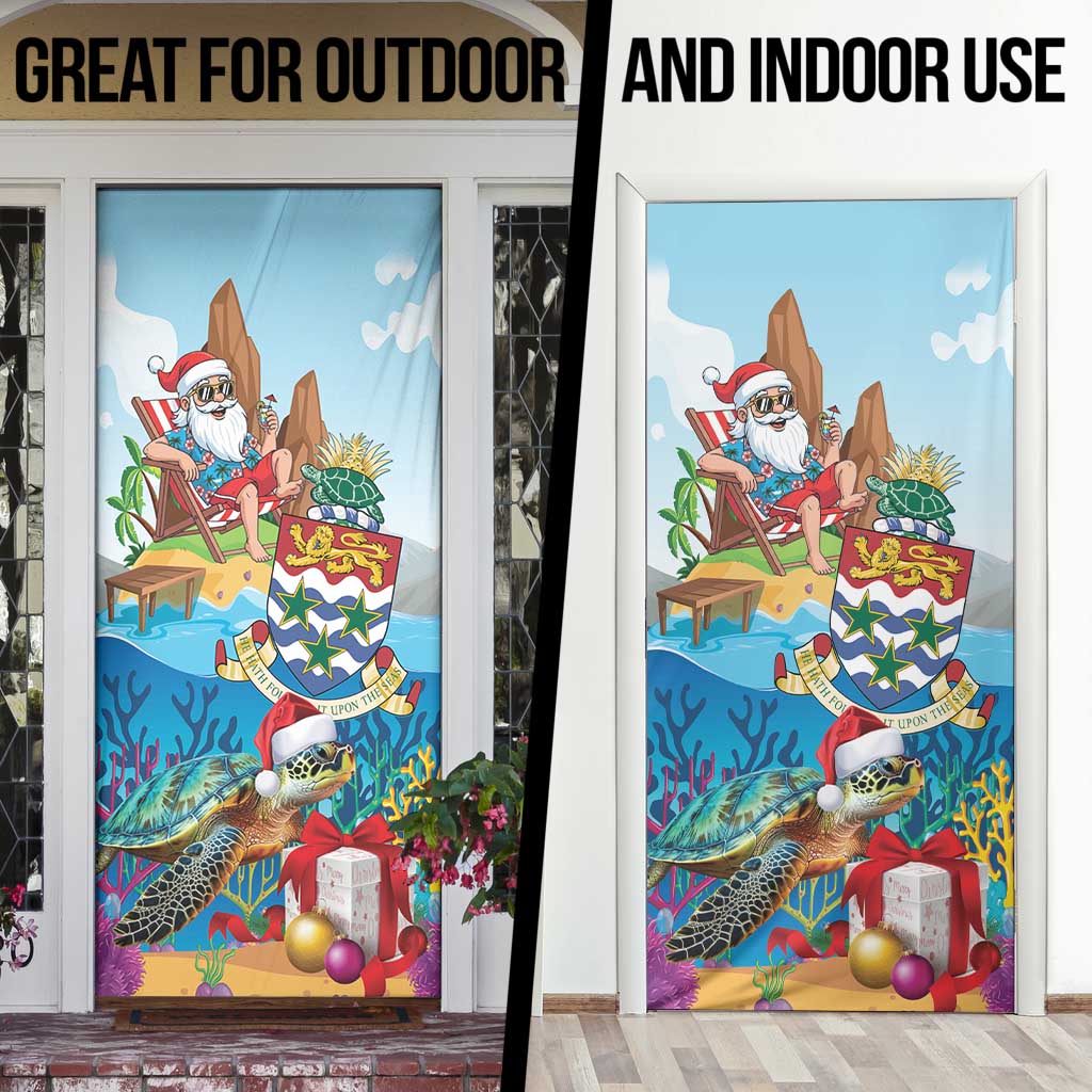 Cayman Islands Christmas Door Cover Santa Claus Turtle Beachy Xmas - Wonder Print Shop
