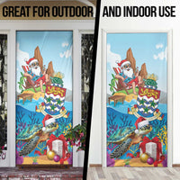Cayman Islands Christmas Door Cover Santa Claus Turtle Beachy Xmas - Wonder Print Shop