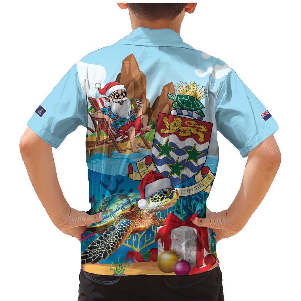 Cayman Islands Christmas Family Matching Mermaid Dress and Hawaiian Shirt Santa Claus Turtle Beachy Xmas - Wonder Print Shop