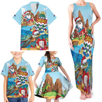 Cayman Islands Christmas Family Matching Tank Maxi Dress and Hawaiian Shirt Santa Claus Turtle Beachy Xmas - Wonder Print Shop