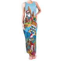 Cayman Islands Christmas Family Matching Tank Maxi Dress and Hawaiian Shirt Santa Claus Turtle Beachy Xmas - Wonder Print Shop