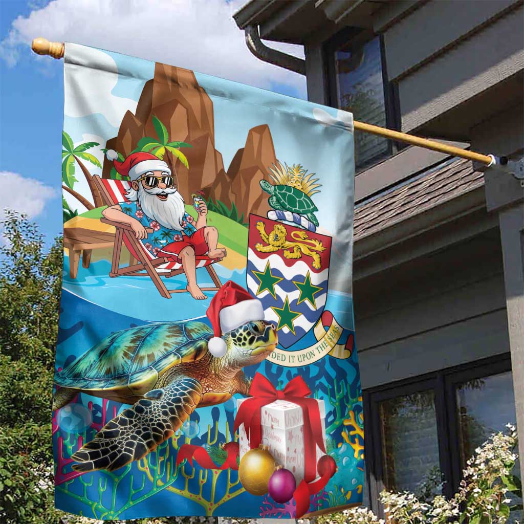 Cayman Islands Christmas Garden Flag Santa Claus Turtle Beachy Xmas - Wonder Print Shop