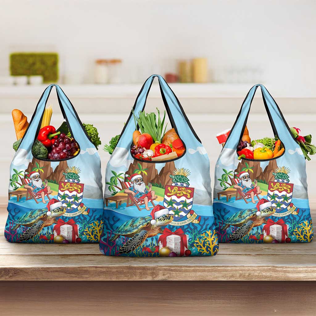 Cayman Islands Christmas Grocery Bag Santa Claus Turtle Beachy Xmas - Wonder Print Shop