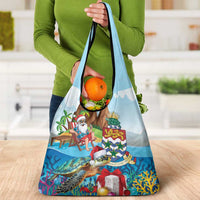Cayman Islands Christmas Grocery Bag Santa Claus Turtle Beachy Xmas - Wonder Print Shop