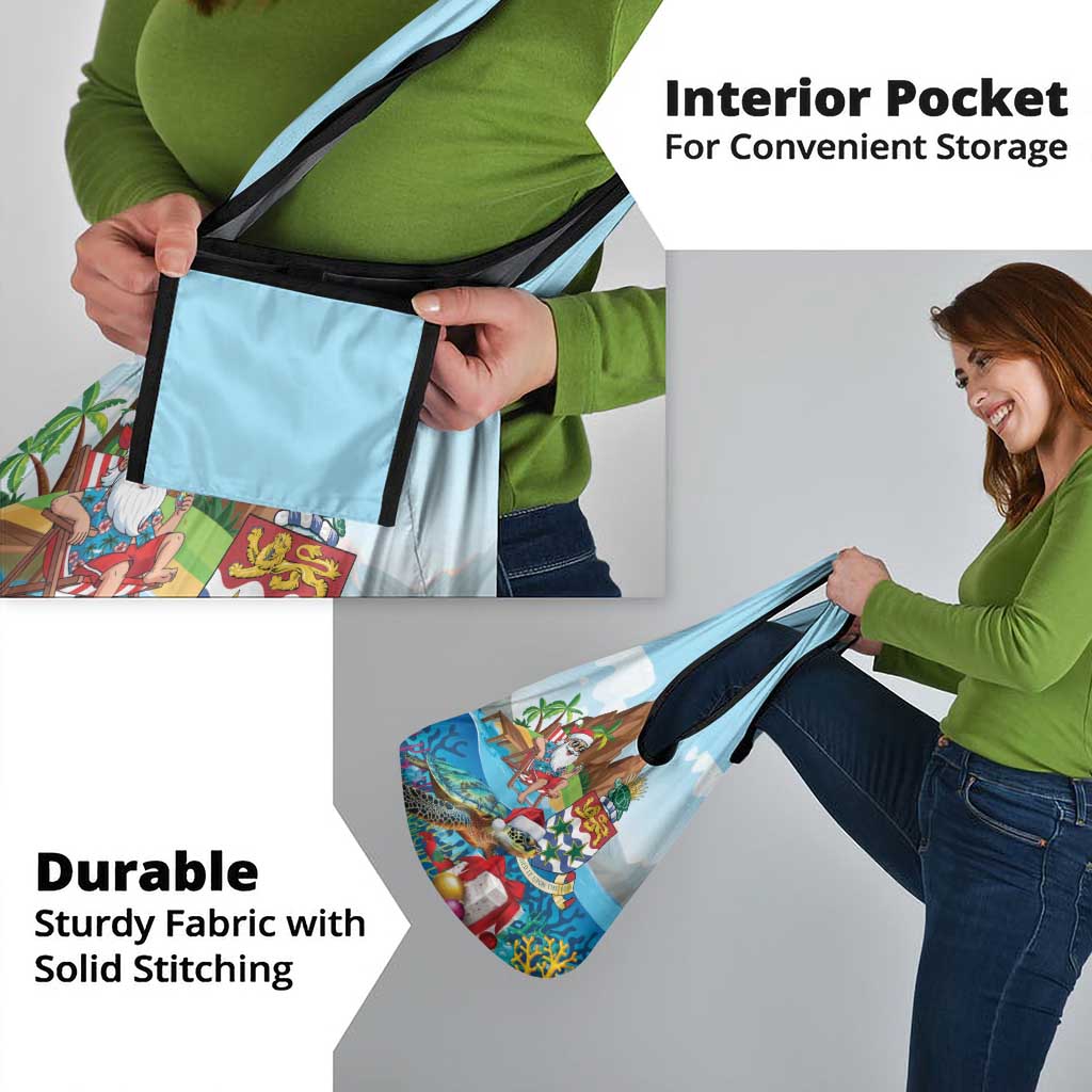 Cayman Islands Christmas Grocery Bag Santa Claus Turtle Beachy Xmas - Wonder Print Shop