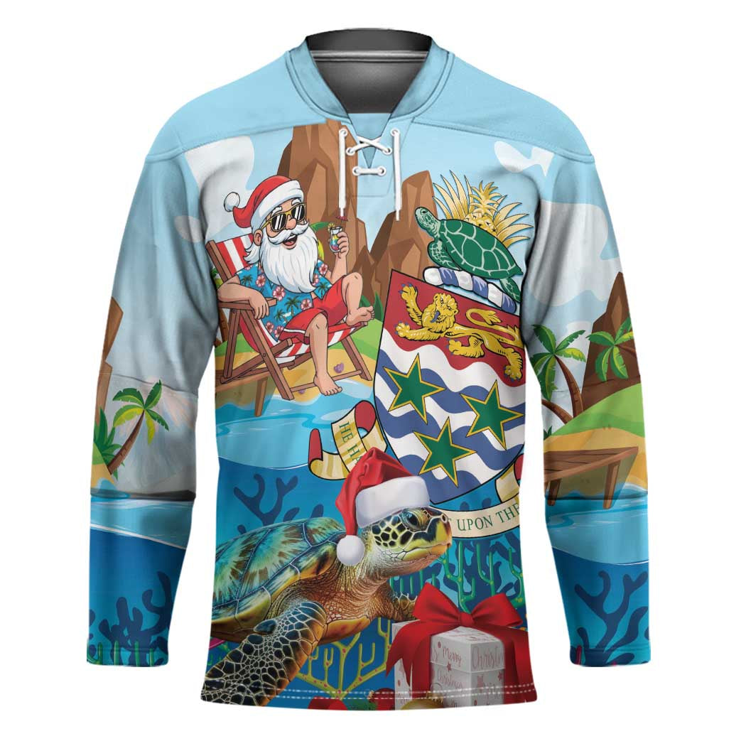 Cayman Islands Christmas Hockey Jersey Santa Claus Turtle Beachy Xmas - Wonder Print Shop