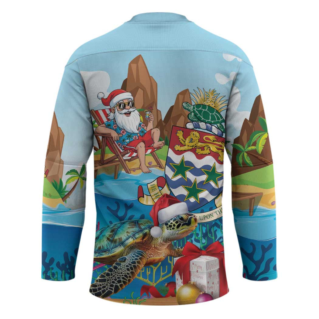 Cayman Islands Christmas Hockey Jersey Santa Claus Turtle Beachy Xmas - Wonder Print Shop