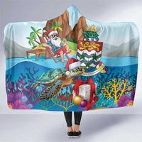 Cayman Islands Christmas Hooded Blanket Santa Claus Turtle Beachy Xmas - Wonder Print Shop