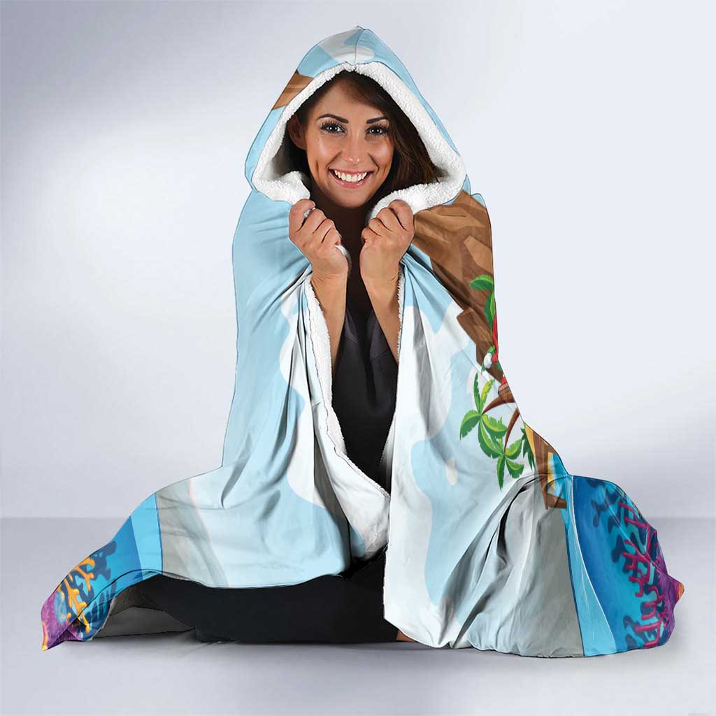 Cayman Islands Christmas Hooded Blanket Santa Claus Turtle Beachy Xmas - Wonder Print Shop