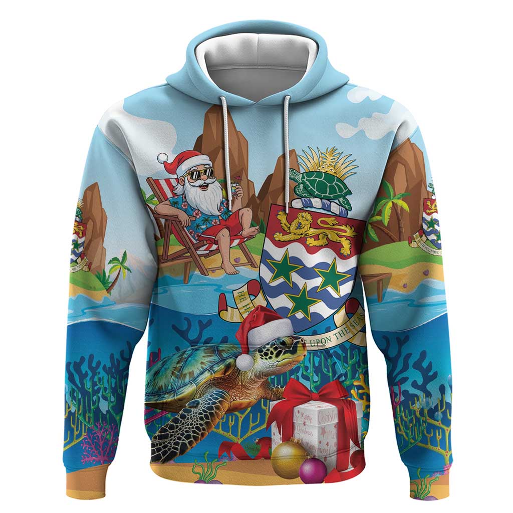 Cayman Islands Christmas Hoodie Santa Claus Turtle Beachy Xmas - Wonder Print Shop