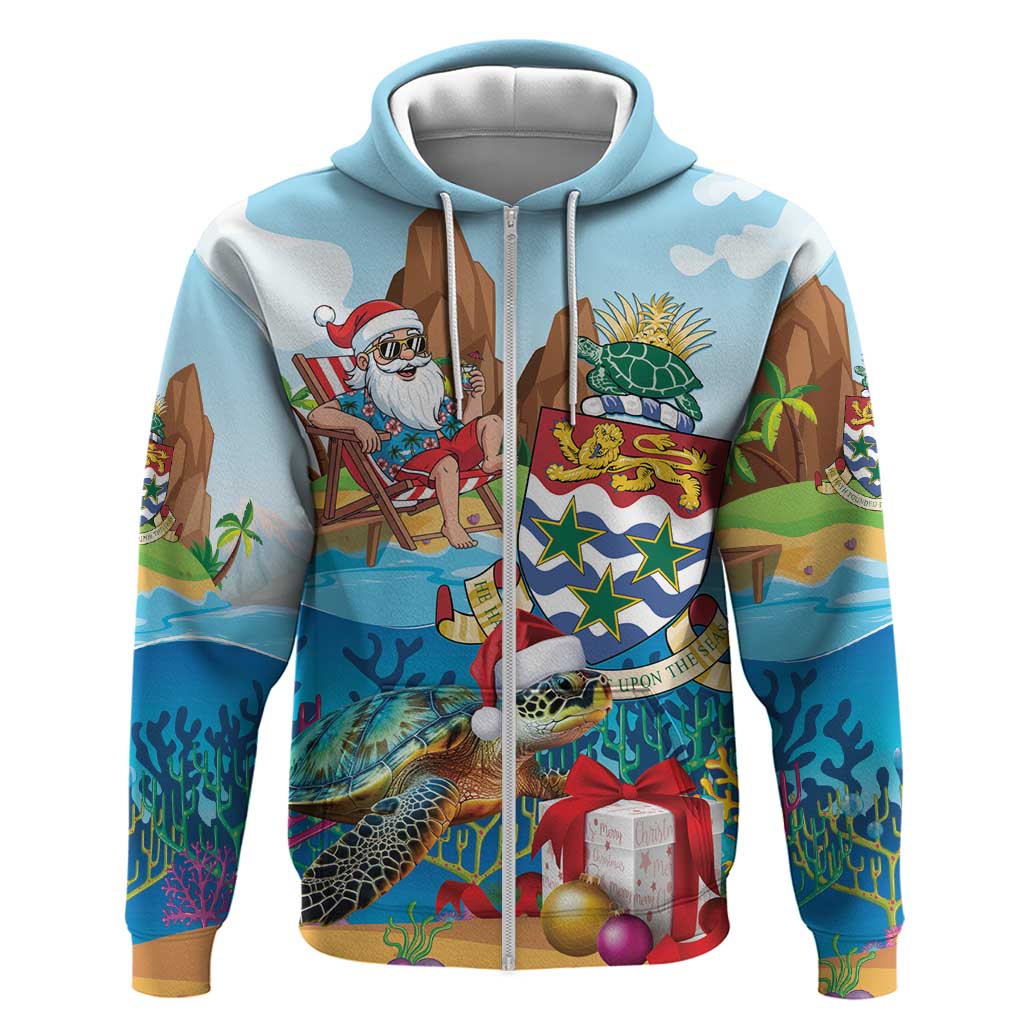 Cayman Islands Christmas Hoodie Santa Claus Turtle Beachy Xmas - Wonder Print Shop