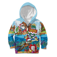 Cayman Islands Christmas Kid Hoodie Santa Claus Turtle Beachy Xmas - Wonder Print Shop