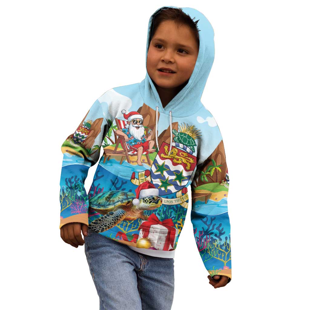 Cayman Islands Christmas Kid Hoodie Santa Claus Turtle Beachy Xmas - Wonder Print Shop