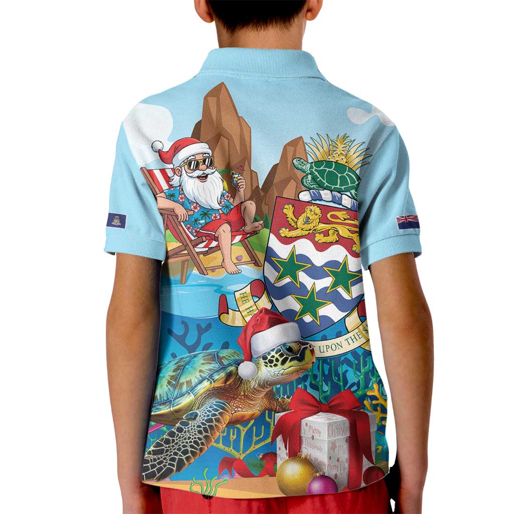 Cayman Islands Christmas Kid Polo Shirt Santa Claus Turtle Beachy Xmas - Wonder Print Shop