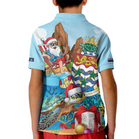 Cayman Islands Christmas Kid Polo Shirt Santa Claus Turtle Beachy Xmas - Wonder Print Shop