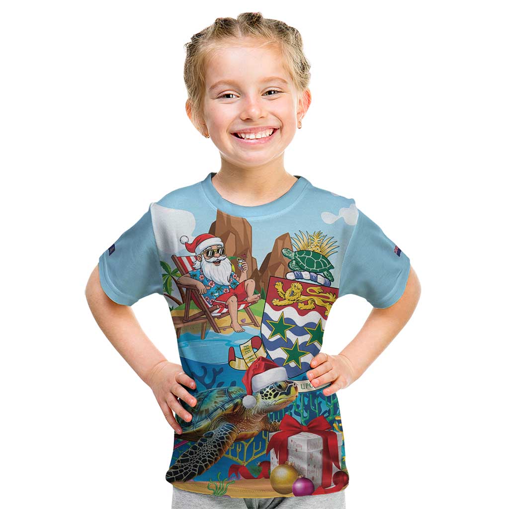 Cayman Islands Christmas Kid T Shirt Santa Claus Turtle Beachy Xmas - Wonder Print Shop