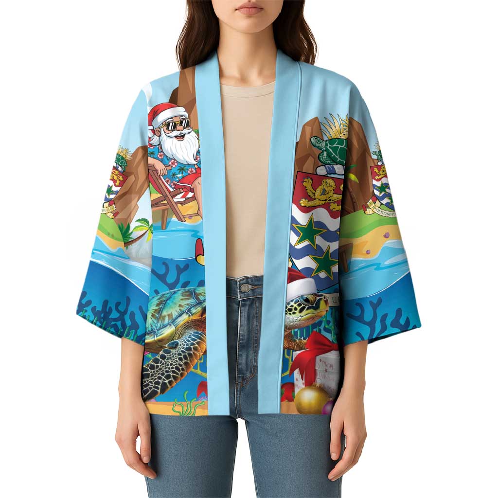 Cayman Islands Christmas Kimono Santa Claus Turtle Beachy Xmas - Wonder Print Shop