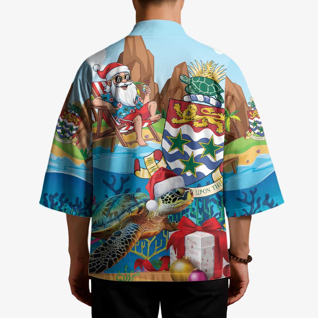 Cayman Islands Christmas Kimono Santa Claus Turtle Beachy Xmas - Wonder Print Shop