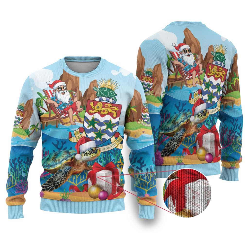 Cayman Islands Christmas Ugly Christmas Sweater Santa Claus Turtle Beachy Xmas - Wonder Print Shop