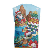 Cayman Islands Christmas Knitted V-Neck Vest Santa Claus Turtle Beachy Xmas - Wonder Print Shop