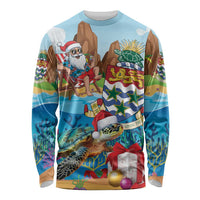 Cayman Islands Christmas Long Sleeve Shirt Santa Claus Turtle Beachy Xmas - Wonder Print Shop