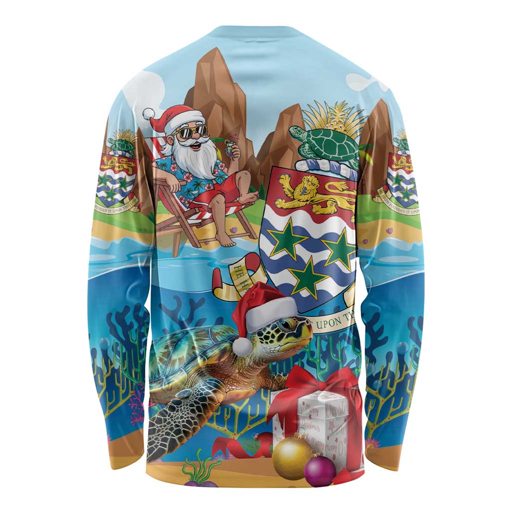 Cayman Islands Christmas Long Sleeve Shirt Santa Claus Turtle Beachy Xmas - Wonder Print Shop