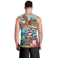 Cayman Islands Christmas Men Tank Top Santa Claus Turtle Beachy Xmas - Wonder Print Shop