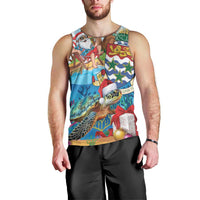 Cayman Islands Christmas Men Tank Top Santa Claus Turtle Beachy Xmas - Wonder Print Shop