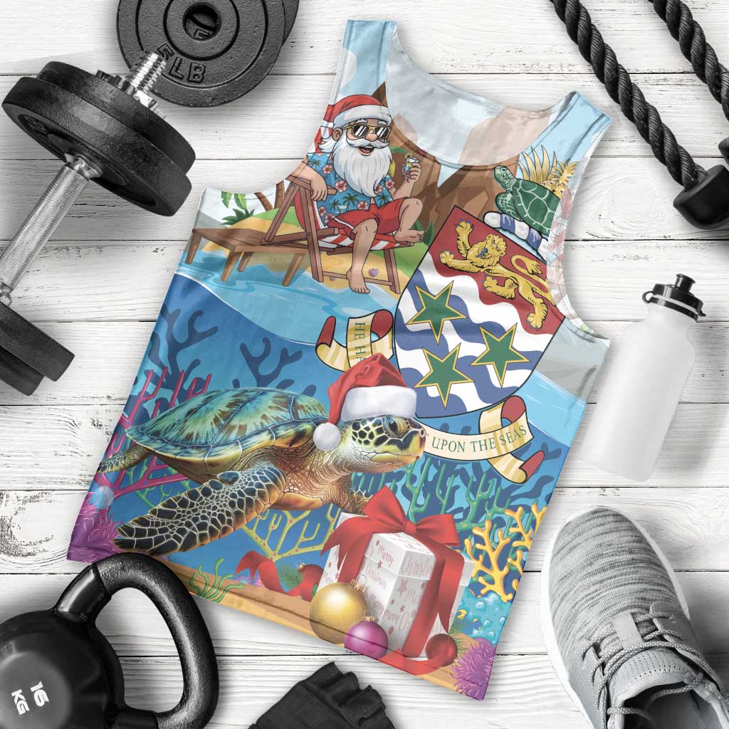 Cayman Islands Christmas Men Tank Top Santa Claus Turtle Beachy Xmas - Wonder Print Shop
