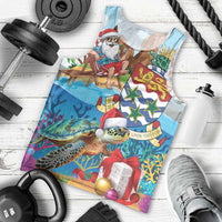 Cayman Islands Christmas Men Tank Top Santa Claus Turtle Beachy Xmas - Wonder Print Shop