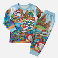 Cayman Islands Christmas Pajama Set Santa Claus Turtle Beachy Xmas - Wonder Print Shop