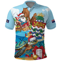 Cayman Islands Christmas Polo Shirt Santa Claus Turtle Beachy Xmas - Wonder Print Shop