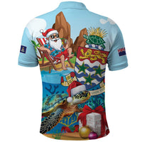 Cayman Islands Christmas Polo Shirt Santa Claus Turtle Beachy Xmas - Wonder Print Shop