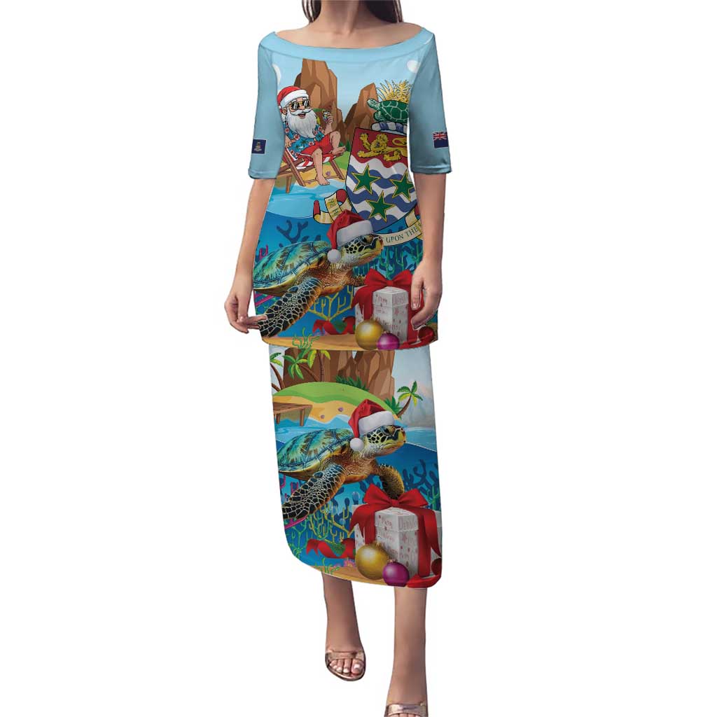 Cayman Islands Christmas Puletasi Santa Claus Turtle Beachy Xmas - Wonder Print Shop