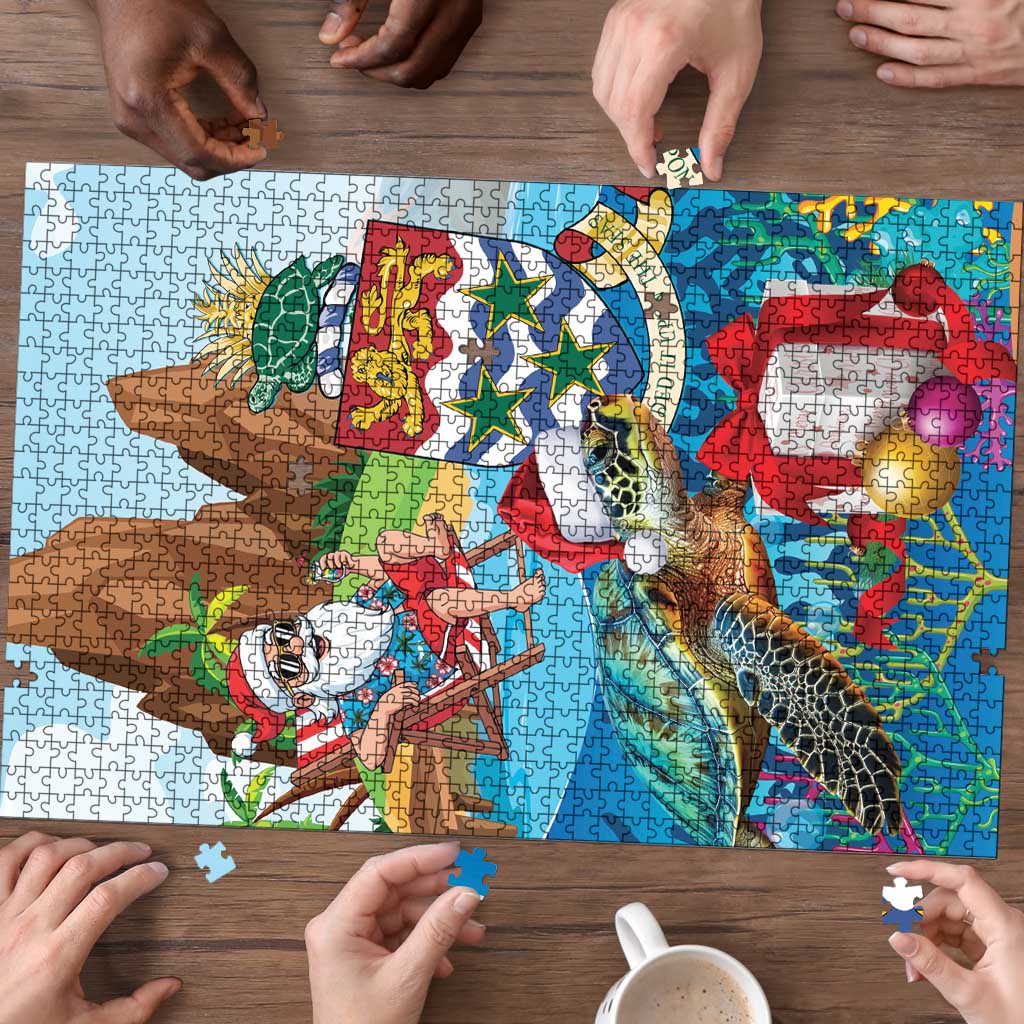 Cayman Islands Christmas Puzzle Santa Claus Turtle Beachy Xmas - Wonder Print Shop