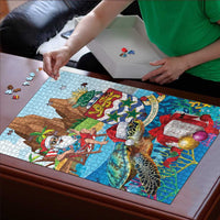 Cayman Islands Christmas Puzzle Santa Claus Turtle Beachy Xmas - Wonder Print Shop