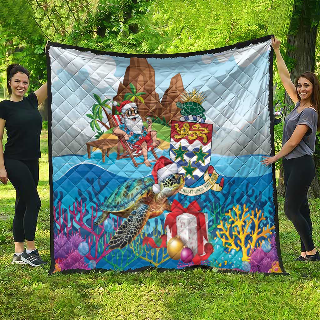 Cayman Islands Christmas Quilt Santa Claus Turtle Beachy Xmas - Wonder Print Shop