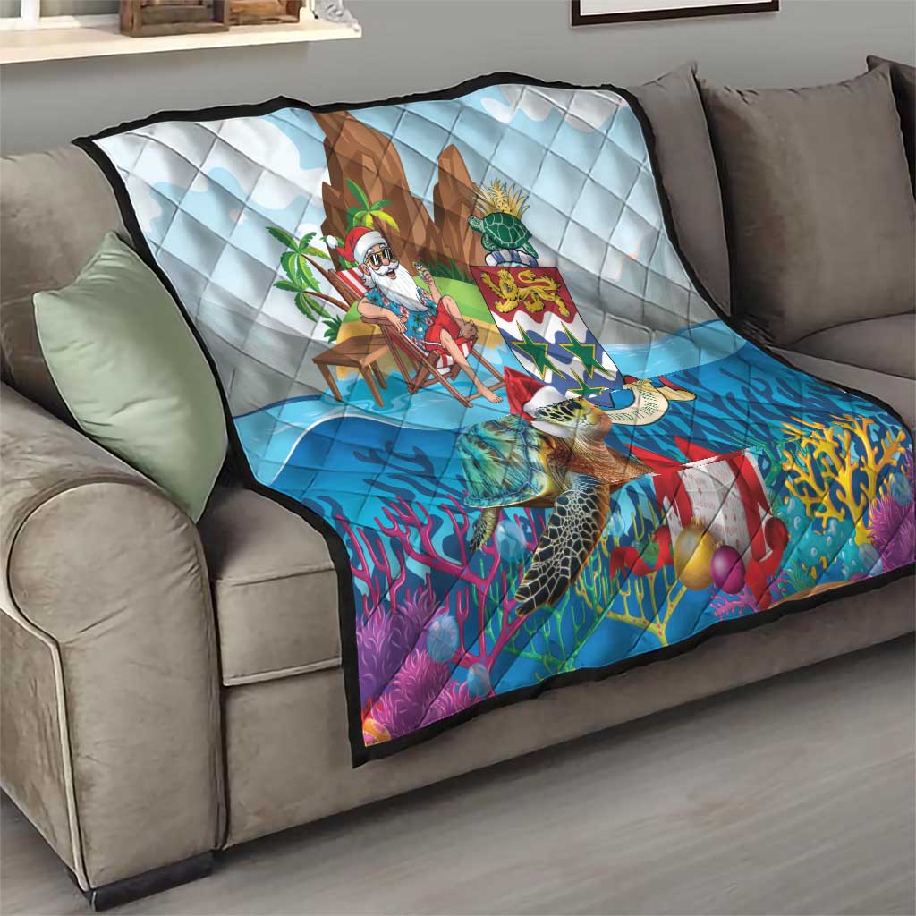 Cayman Islands Christmas Quilt Santa Claus Turtle Beachy Xmas - Wonder Print Shop