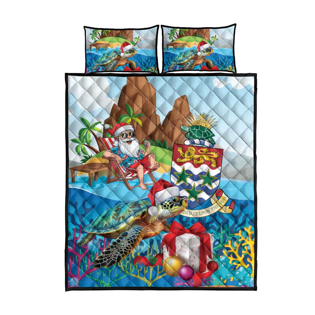 Cayman Islands Christmas Quilt Bed Set Santa Claus Turtle Beachy Xmas - Wonder Print Shop