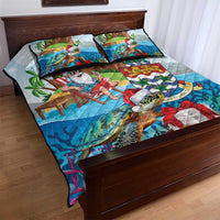 Cayman Islands Christmas Quilt Bed Set Santa Claus Turtle Beachy Xmas - Wonder Print Shop