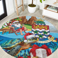 Cayman Islands Christmas Round Carpet Santa Claus Turtle Beachy Xmas - Wonder Print Shop