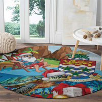 Cayman Islands Christmas Round Carpet Santa Claus Turtle Beachy Xmas - Wonder Print Shop