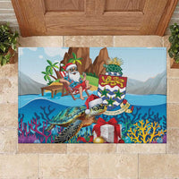 Cayman Islands Christmas Rubber Doormat Santa Claus Turtle Beachy Xmas - Wonder Print Shop