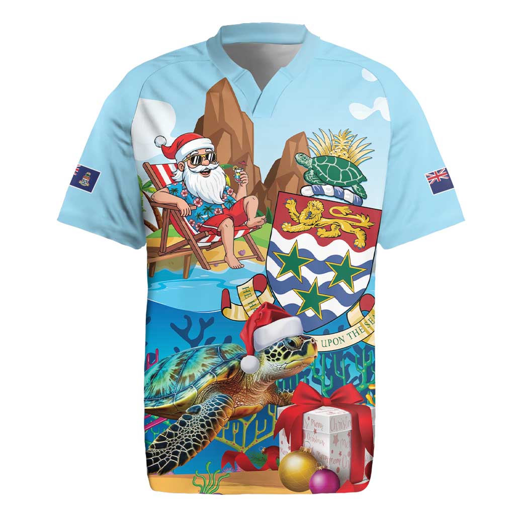 Cayman Islands Christmas Rugby Jersey Santa Claus Turtle Beachy Xmas - Wonder Print Shop