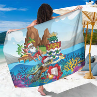 Cayman Islands Christmas Sarong Santa Claus Turtle Beachy Xmas - Wonder Print Shop