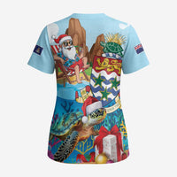 Cayman Islands Christmas Scrub Top Santa Claus Turtle Beachy Xmas - Wonder Print Shop