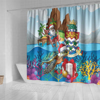 Cayman Islands Christmas Shower Curtain Santa Claus Turtle Beachy Xmas - Wonder Print Shop